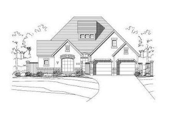 Exterior - Front Elevation for European House Plan #411-707 - 4 bed, 3 bath