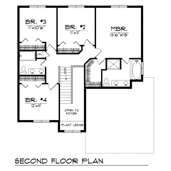 Traditional Floor Plan - Upper Floor Plan #70-303