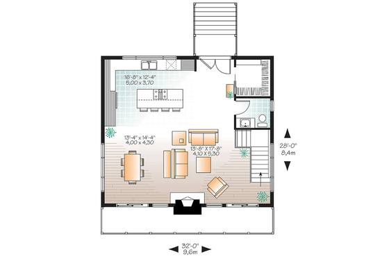 Floor Plan - Main Floor for Contemporary House Plan #23-2632 - 3 bed, 2.5 bath