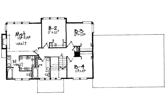 Floor Plan - Upper Floor for Southern House Plan #308-212 - 4 bed, 2.5 bath