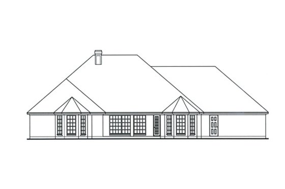 Exterior - Rear Elevation for European House Plan #42-384 - 4 bed, 2.5 bath