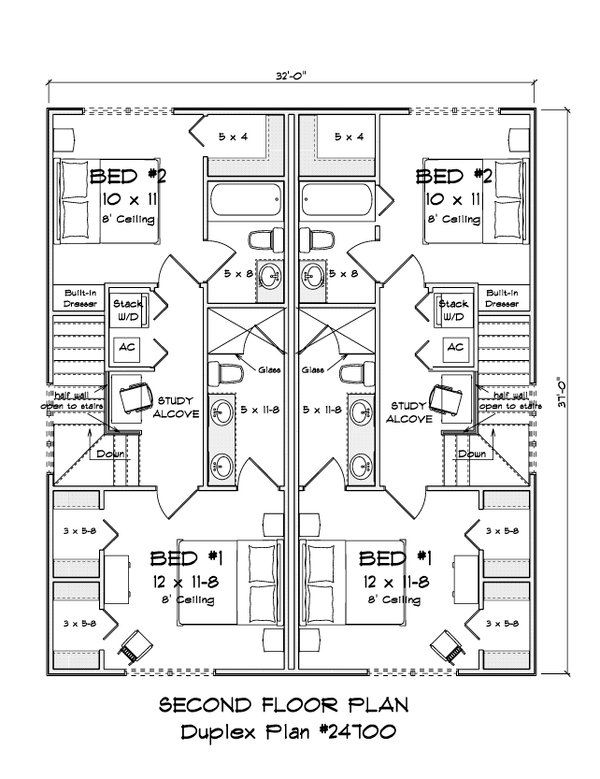 Home Plan - Floor Plan - Upper Floor for Modern House Plan #513-2492 - 2 bed, 2.5 bath