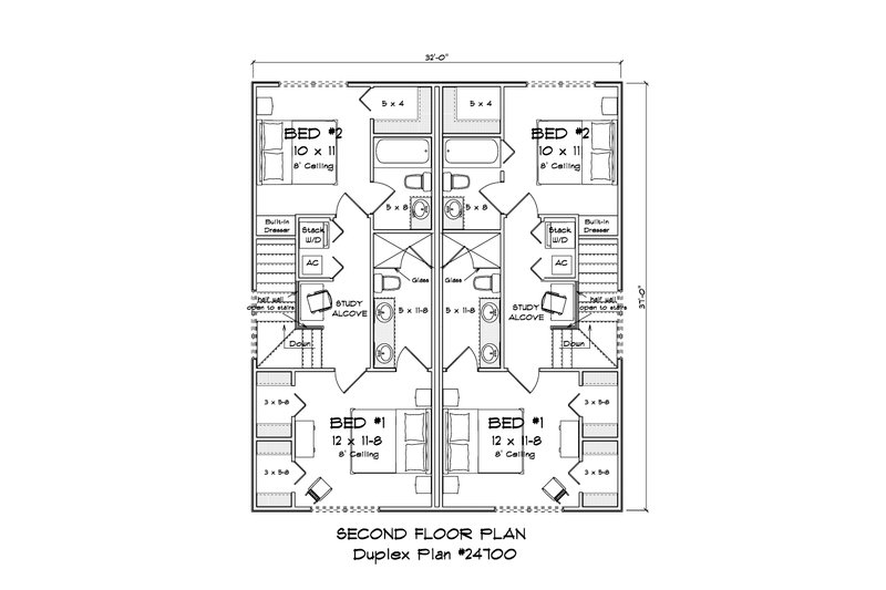 Home Plan - Floor Plan - Upper Floor for Modern House Plan #513-2492 - 2 bed, 2.5 bath