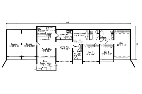Floor Plan - Main Floor for Modern House Plan #312-414 - 3 bed, 2 bath