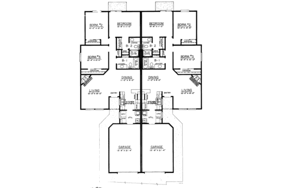 Floor Plan - Main Floor for Modern House Plan #303-306 - 3 bed, 2 bath