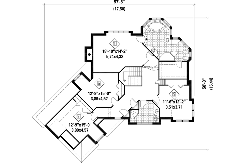 Architectural House Design - Floor Plan - Upper Floor for European House Plan #25-4796 - 4 bed, 1 bath