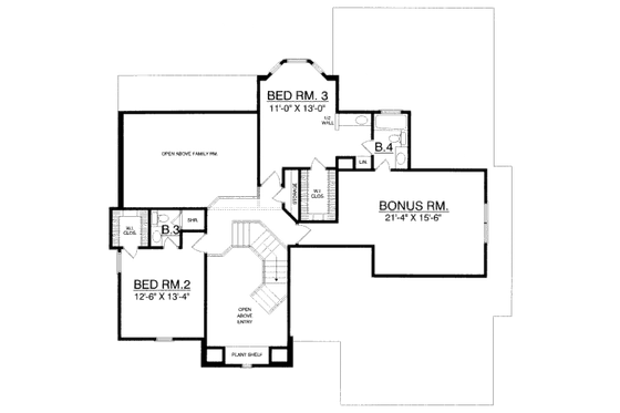 Floor Plan - Upper Floor for European House Plan #40-437 - 3 bed, 3.5 bath