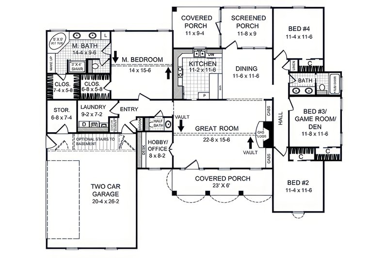 House Blueprint - Floor Plan - Main Floor for Traditional House Plan #21-618 - 4 bed, 2.5 bath