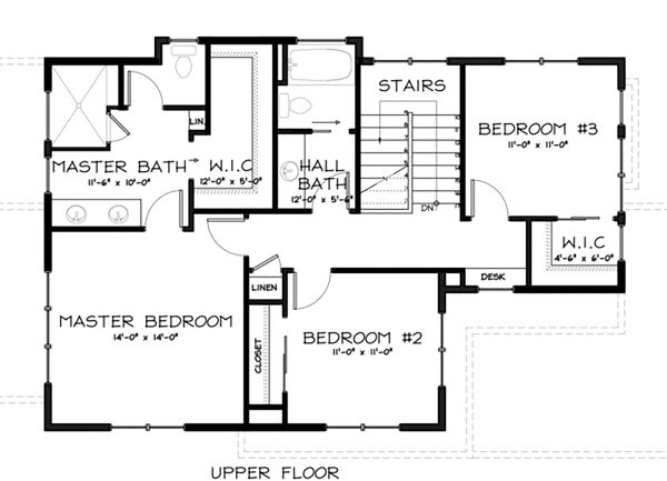 Craftsman Floor Plan - Upper Floor Plan #895-2