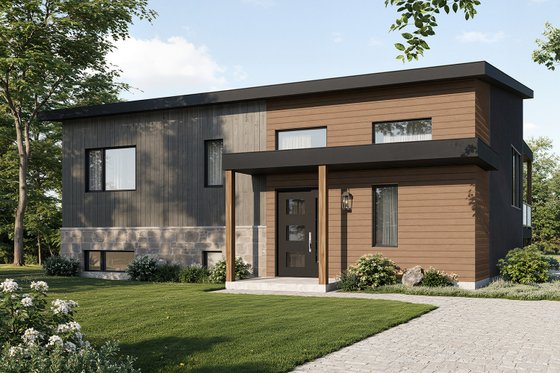Exterior - Front Elevation for Contemporary House Plan #23-2315 - 4 bed, 1 bath