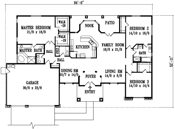 Architectural House Design - Adobe / Southwestern Floor Plan - Main Floor Plan #1-670