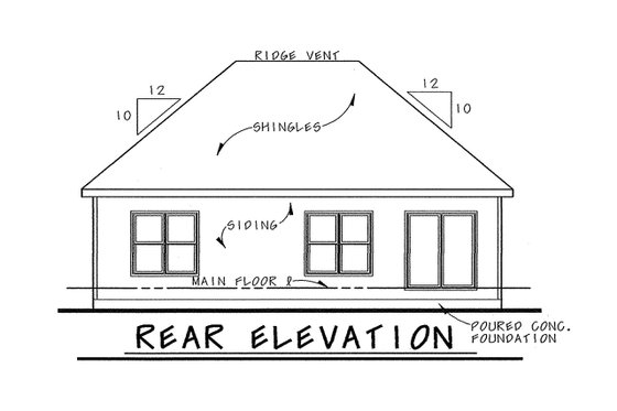 Exterior - Rear Elevation for European House Plan #20-2176 - 1 bed, 2 bath