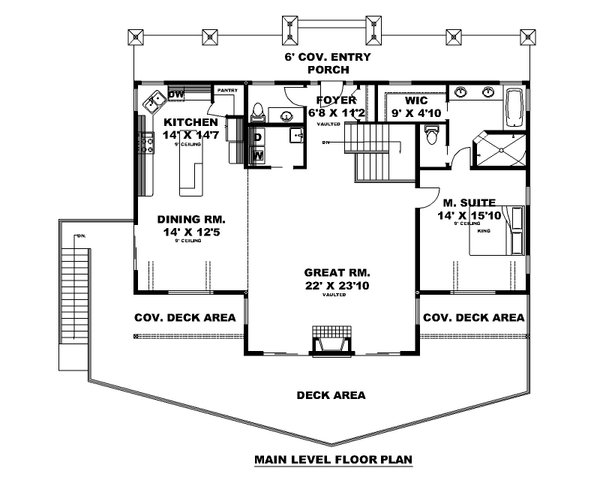 Architectural House Design - Craftsman Floor Plan - Main Floor Plan #117-1025