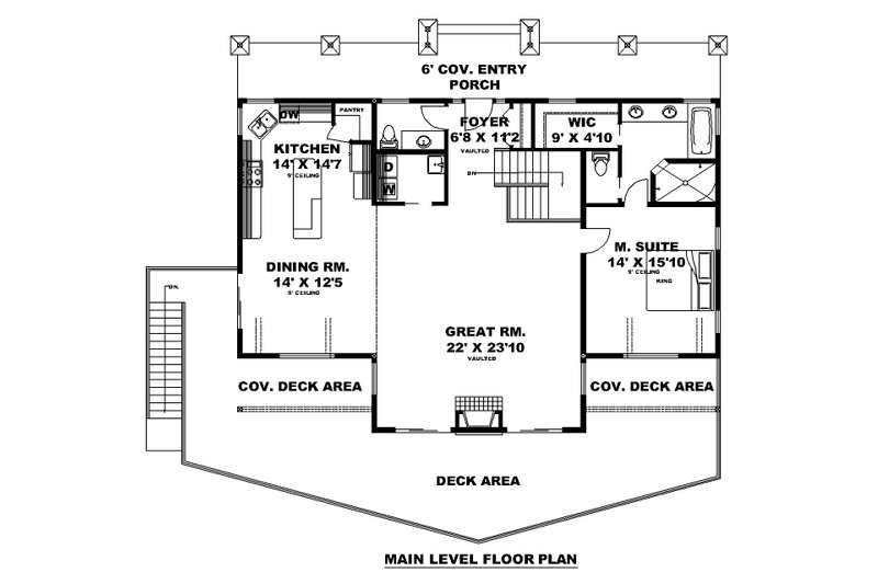 Architectural House Design - Floor Plan - Main Floor for Craftsman House Plan #117-1025 - 2 bed, 2.5 bath