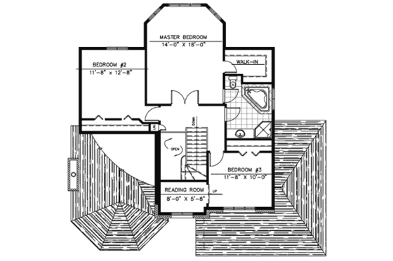 Floor Plan - Upper Floor for European House Plan #138-279 - 3 bed, 1.5 bath