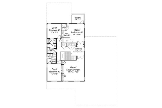 Floor Plan - Upper Floor for Cottage House Plan #938-89 - 5 bed, 4 bath