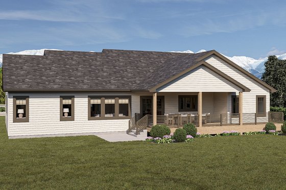 Exterior - Rear Elevation for Traditional House Plan #455-349 - 4 bed, 3 bath