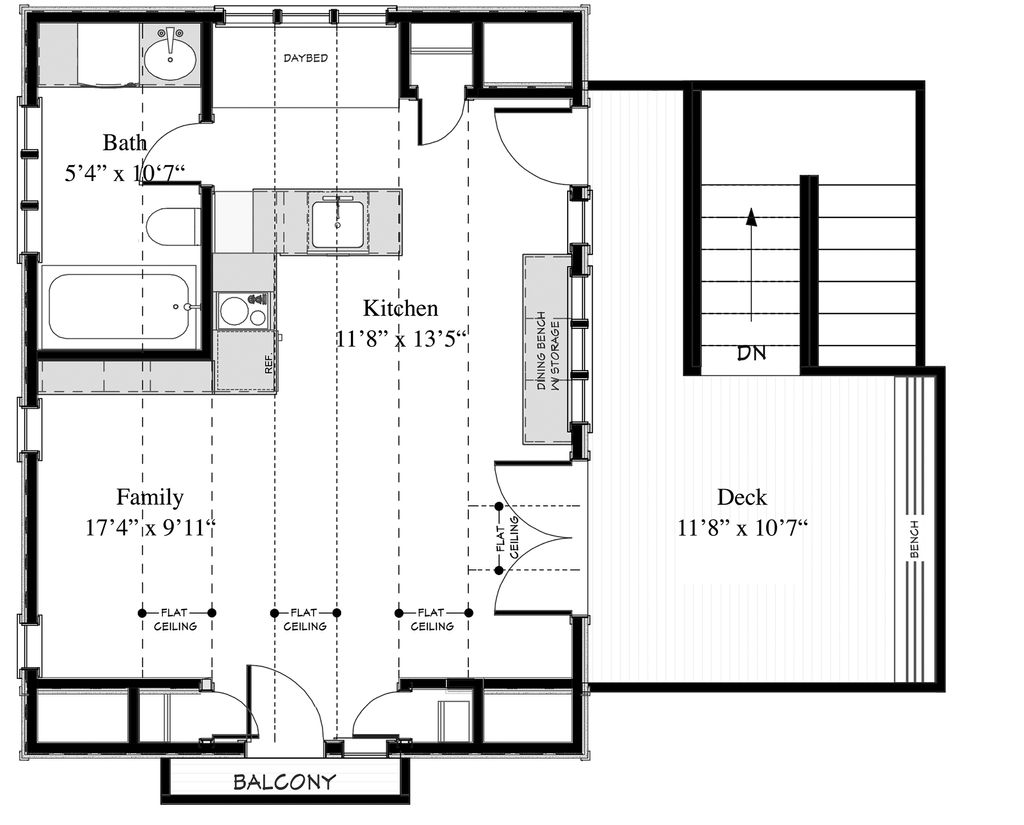 Cottage Style House  Plan  1 Beds 1 Baths 400  Sq  Ft  Plan  