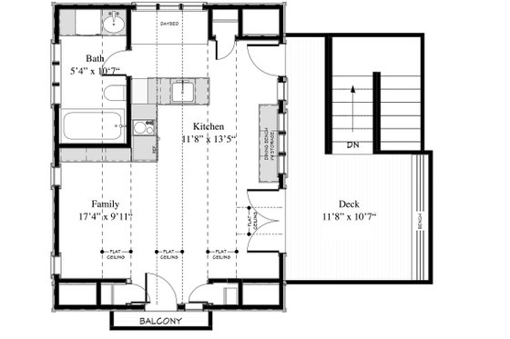 Floor Plan - Main Floor for Cottage House Plan #917-8 - 1 bed, 1 bath