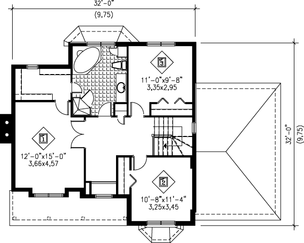 House Design - Traditional Floor Plan - Upper Floor Plan #25-2005