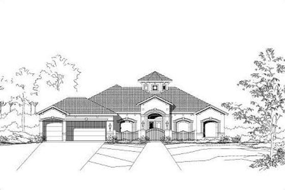 Exterior - Front Elevation for European House Plan #411-402 - 3 bed, 2 bath