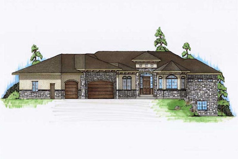 Dream House Plan - Mediterranean Exterior - Front Elevation Plan #5-357