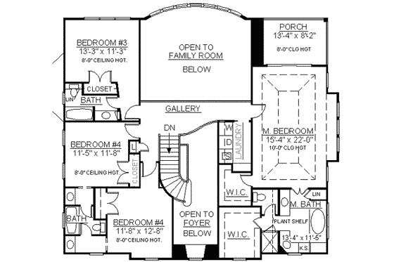 Floor Plan - Upper Floor for European House Plan #119-122 - 5 bed, 4 bath