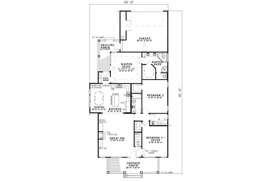 Floor Plan - Main Floor for Farmhouse House Plan #17-418 - 3 bed, 2 bath
