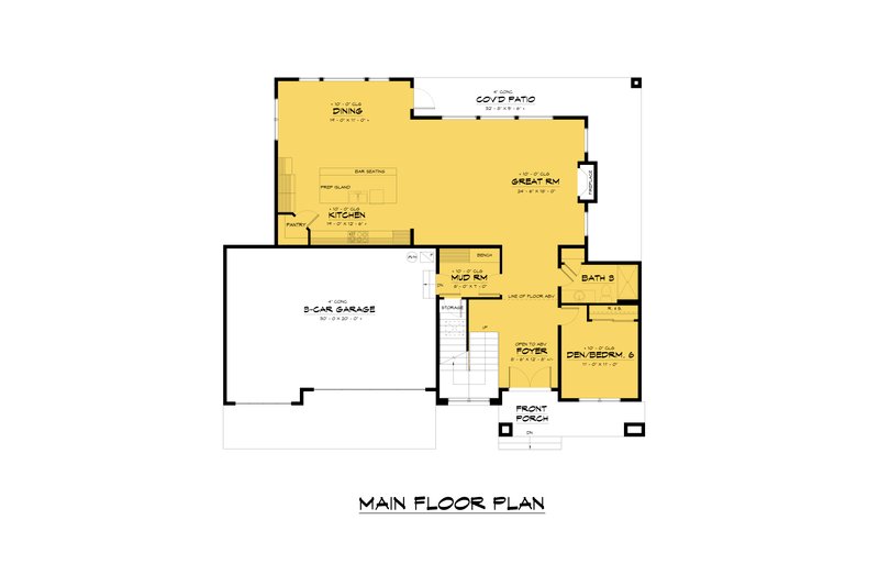 Home Plan - Floor Plan - Main Floor for Farmhouse House Plan #1066-248 - 6 bed, 4 bath