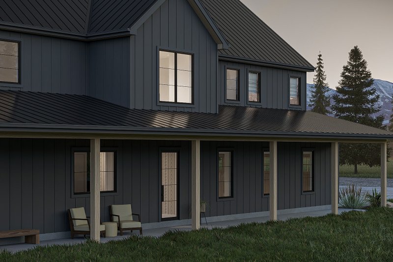 Dream House Plan - Exterior - Covered Porch for Barndominium House Plan #455-486 - 3 bed, 2.5 bath