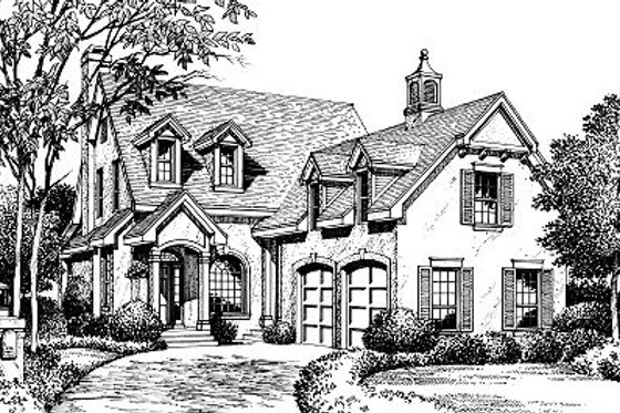 Exterior - Front Elevation for European House Plan #417-293 - 3 bed, 2.5 bath