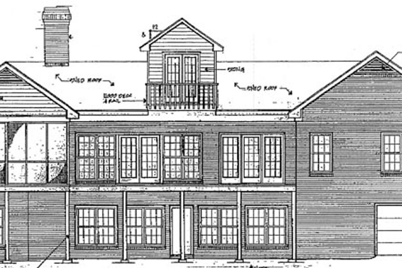 Architectural House Design - Exterior - Rear Elevation for Traditional House Plan #10-202 - 3 bed, 3.5 bath