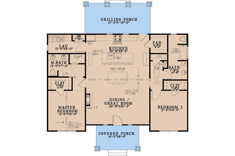 Home Plan - Floor Plan - Main Floor for Farmhouse House Plan #923-513 - 2 bed, 2 bath