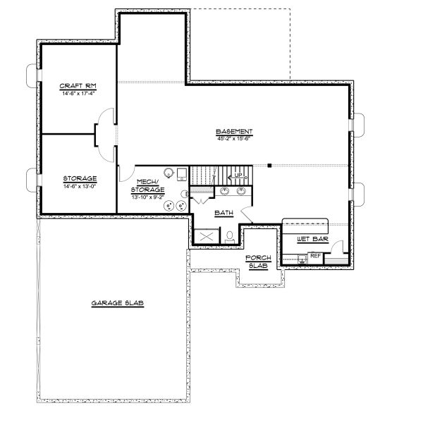 House Blueprint - Ranch Floor Plan - Lower Floor Plan #1064-28