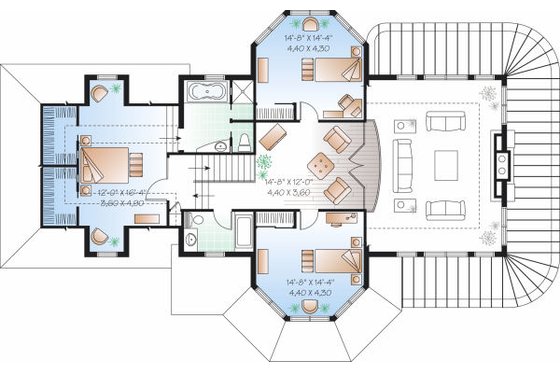 Floor Plan - Upper Floor for Traditional House Plan #23-808 - 3 bed, 2.5 bath