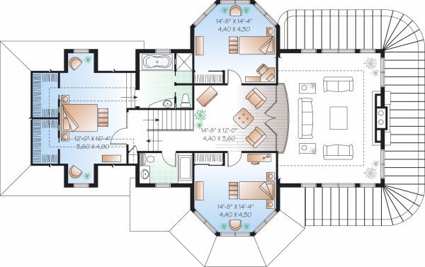 Traditional Floor Plan - Upper Floor Plan #23-808