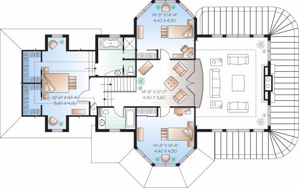 Dream House Plan - Floor Plan - Upper Floor for Traditional House Plan #23-808 - 3 bed, 2.5 bath