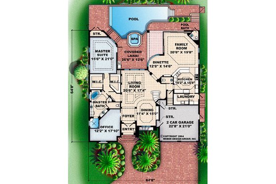Floor Plan - Main Floor for Mediterranean House Plan #27-355 - 5 bed, 4.5 bath
