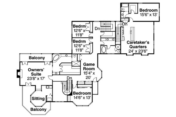 Floor Plan - Upper Floor for Farmhouse House Plan #124-111 - 5 bed, 4.5 bath