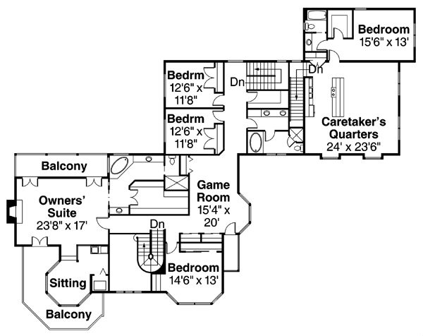 House Blueprint - Farmhouse Floor Plan - Upper Floor Plan #124-111