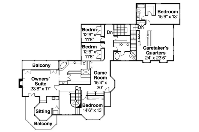 House Blueprint - Floor Plan - Upper Floor for Farmhouse House Plan #124-111 - 5 bed, 4.5 bath