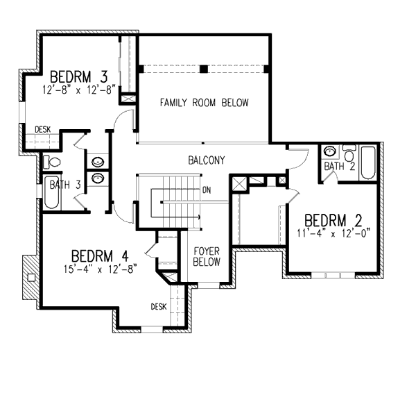 Architectural House Design - European Floor Plan - Upper Floor Plan #410-348