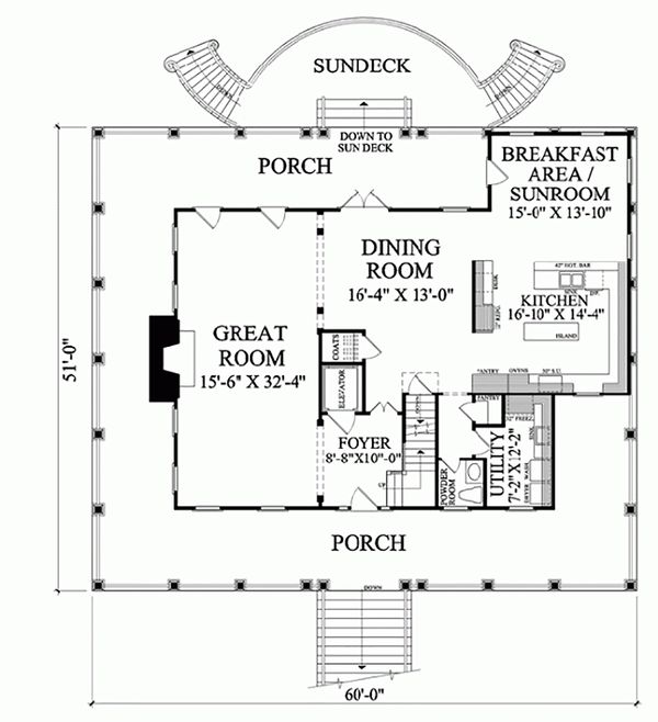 Dream House Plan - Southern Floor Plan - Main Floor Plan #137-254