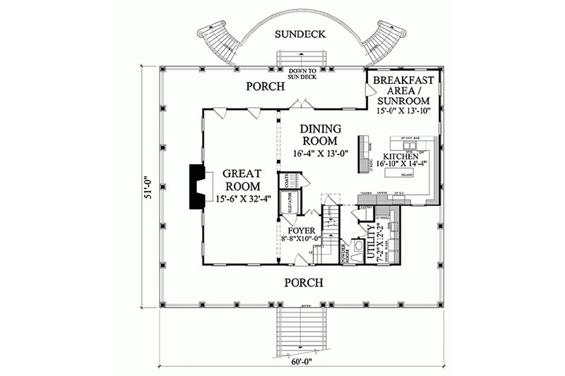 Dream House Plan - Floor Plan - Main Floor for Southern House Plan #137-254 - 3 bed, 3.5 bath