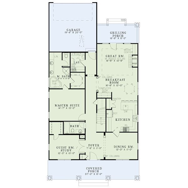 Dream House Plan - Bungalow Floor Plan - Main Floor Plan #17-2407
