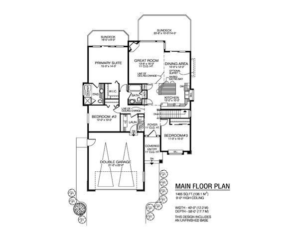 Architectural House Design - Floor Plan - Main Floor for Craftsman House Plan #1100-175 - 3 bed, 2 bath
