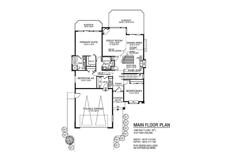 Architectural House Design - Floor Plan - Main Floor for Craftsman House Plan #1100-175 - 3 bed, 2 bath