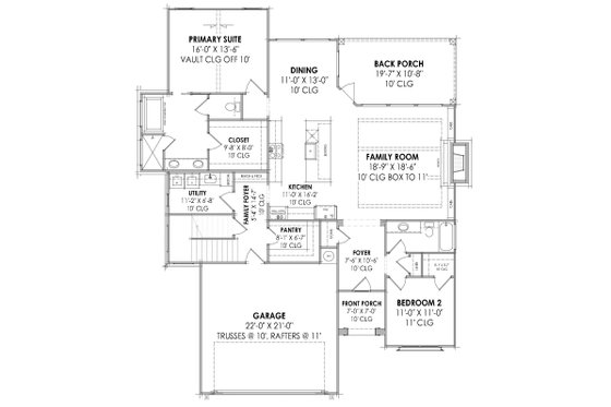 Floor Plan - Main Floor for European House Plan #1096-83 - 4 bed, 3 bath