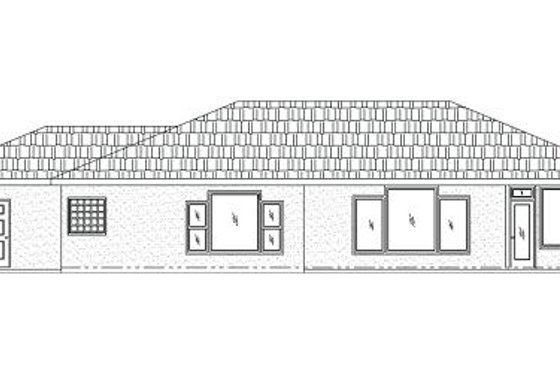 Exterior - Rear Elevation for Adobe / Southwestern House Plan #24-258 - 3 bed, 2 bath