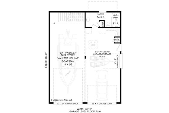 Floor Plan - Main Floor for Contemporary House Plan #932-712 - 2 bed, 1 bath